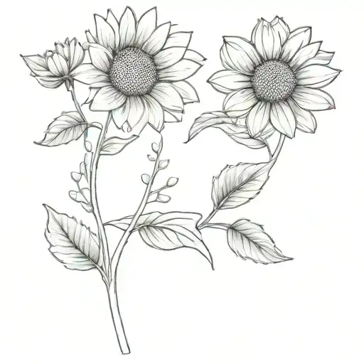 Sunflower And Daisy Flower Stem Wrapped Around Each Other Small