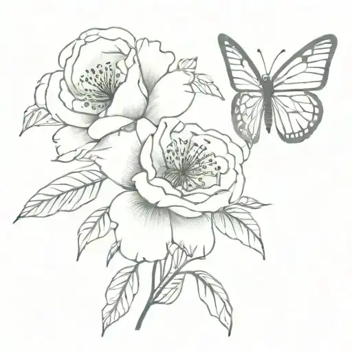 Peonys With Buterfly Spider Lilas