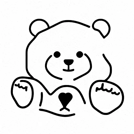 Samll Teddy Bear Thin Outline