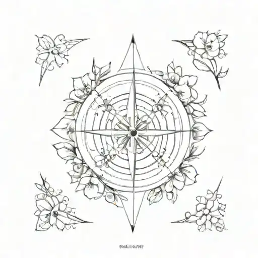 Compass Surrounded Flower