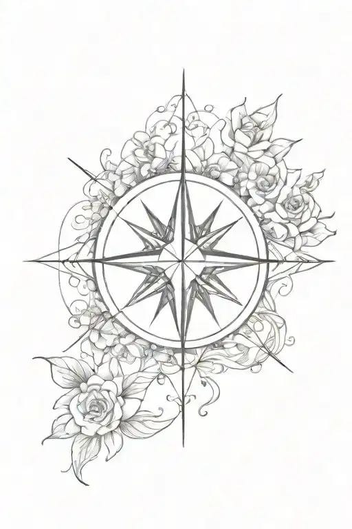 Compass Surrounded Flower