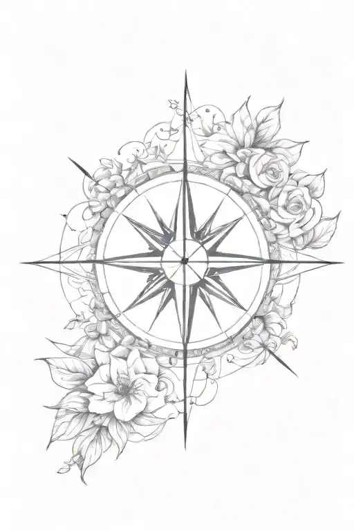 Compass Surrounded Flower