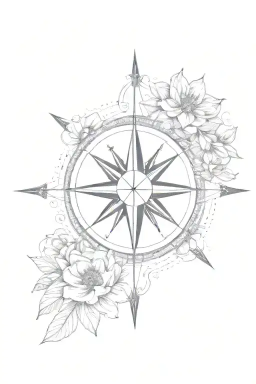 Compass Surrounded Flower