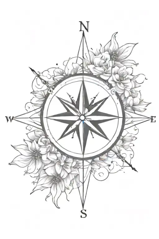 Compass Surrounded Flower
