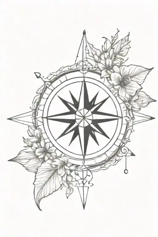Compass Surrounded Flower