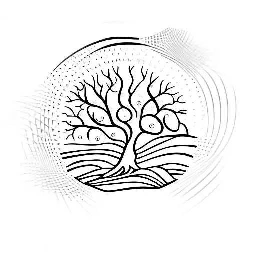 Tree Of Life With Mountains In The Background