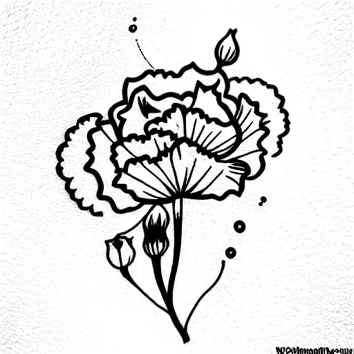 Carnations Tatto On The Lower Arm With A Coverup With Thin Geometric Lines And Some Splash Of Color