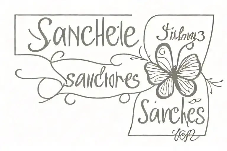 Lettering Sanchez With Butterfly's Around It