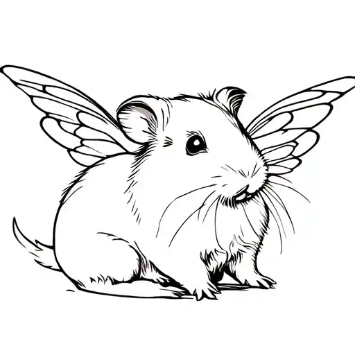 Guinea Pig Outline With Fairy Wings