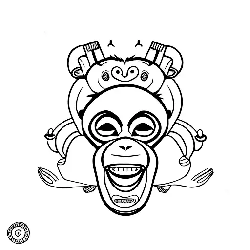 Monkey Happy Face Symbole For Group Beautiful