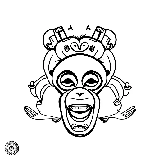 Monkey Happy Face Symbole For Group Beautiful