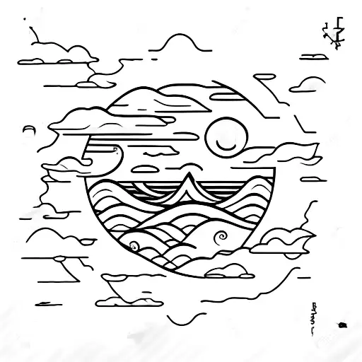 Square With Sunset And Ocean