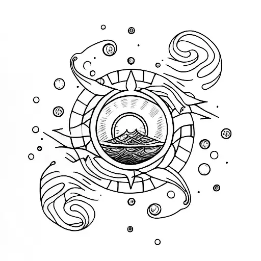 Frame With Ultra Minimalist Sunset And Ocean