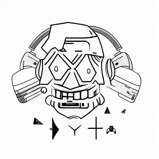 A Minimalist Tattoo Of A Sad Face Made Up Of Gaming Symbols