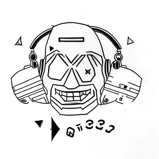 A Minimalist Tattoo Of A Sad Face Made Up Of Gaming Symbols