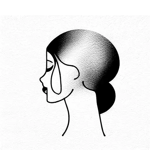 Minimal Design The Profile Face Of A Beautiful Girl And A Seedling