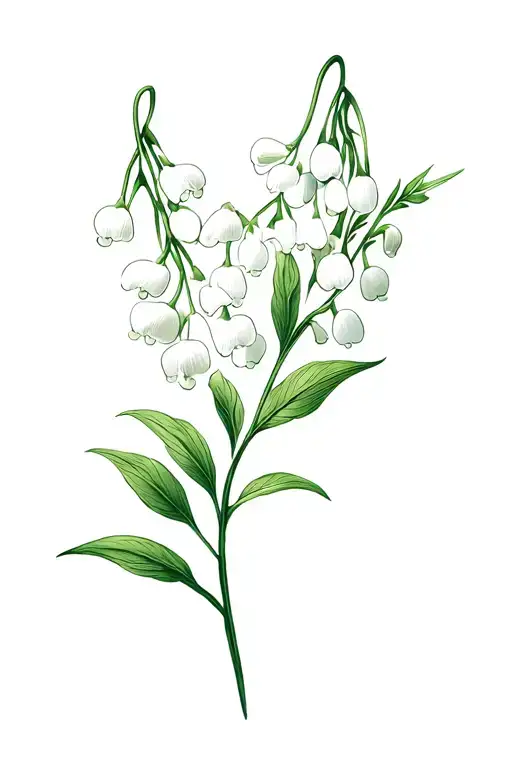 Lily Of The Valley And A Larkspur Flower Intertwined