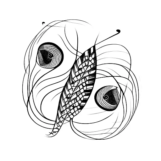 Musical Notes Intertwining With Peacock Feathers