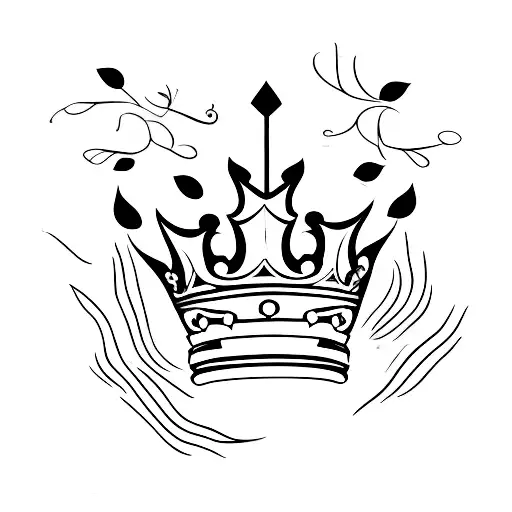 3 Point Simple King Crown With Leaves On Sides Not Touching The Crown