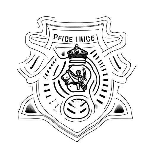 A Minimalist Tattoo Of A Police Officer's Silhouette With The Text 'Semper Fidelis'