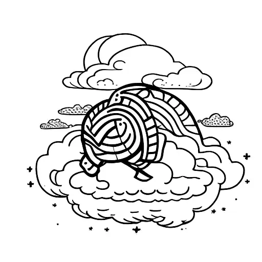 A Minimalist Tattoo Of A Cloud With A Turtle Shape Within It
