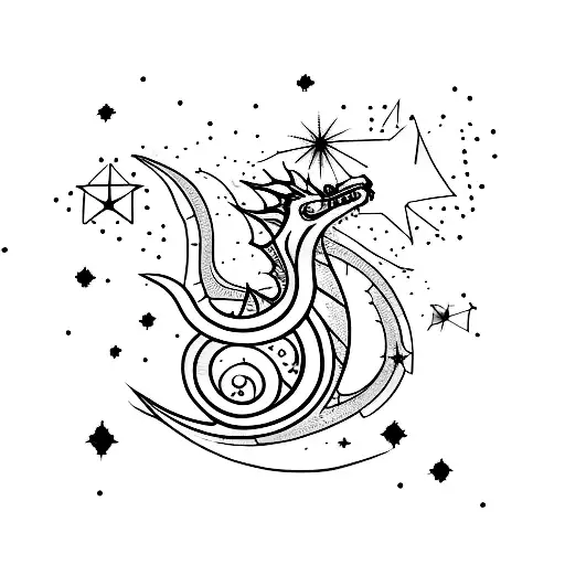Constellation Of Stars Forming A Dragon Shape
