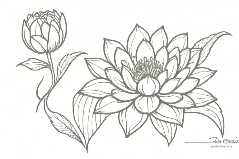 Water Lily Peacock Feather Koi Fish