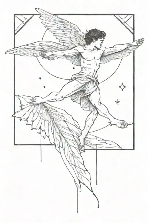 Icarus Falling Tattoo Design Combining Elements