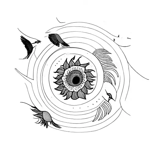 A Whimsical Scene Of A Sunflower Transforming Into A Flock Of Birds Soaring Towards The Sun