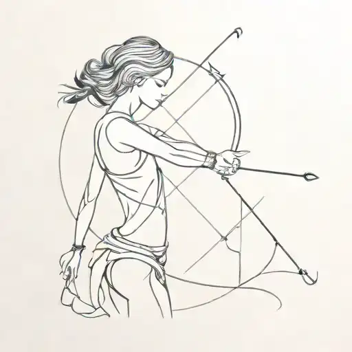Silhouette Of A Woman Holding A Bow And Arrow Made