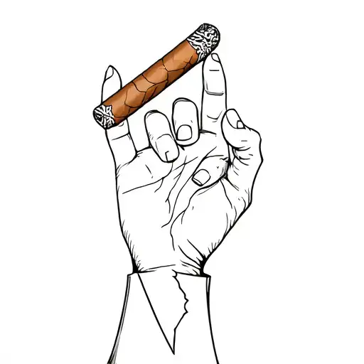 Cigar Held In A Broken Hand