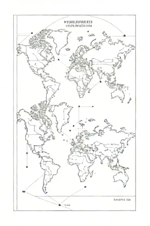 A Minimalist World Map With Dotted Lines Connecting Different Countries You've Visited