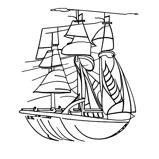 Sail Boat And Compass Sailing