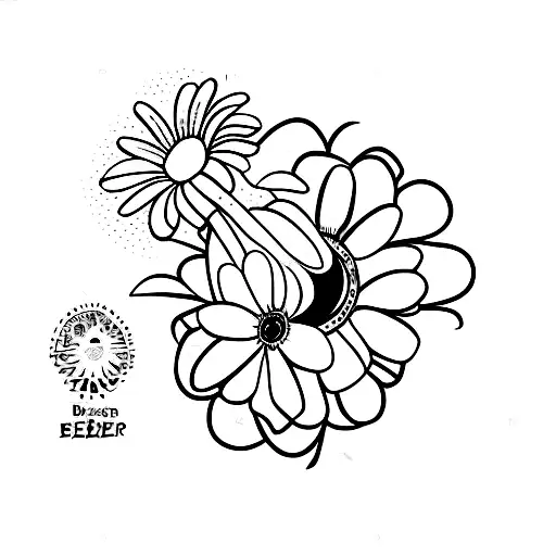 Beer Bottle Containing A Daisy And The Moon