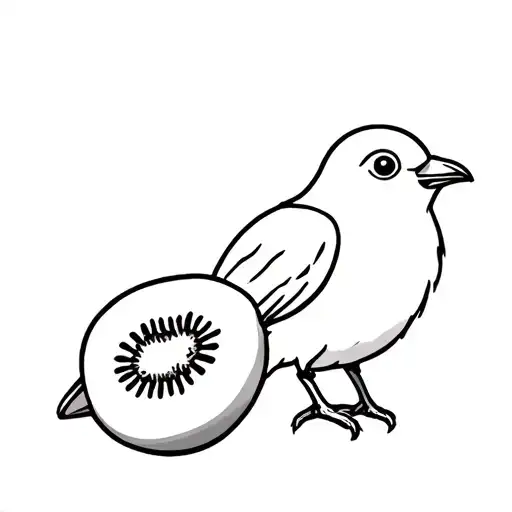 A Kiwi Bird Next To A Kiwi Fruit