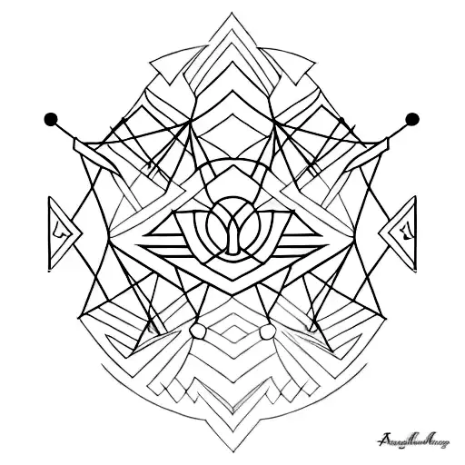 A Geometric Design Of An Arrow Transforming Into A Sunrise