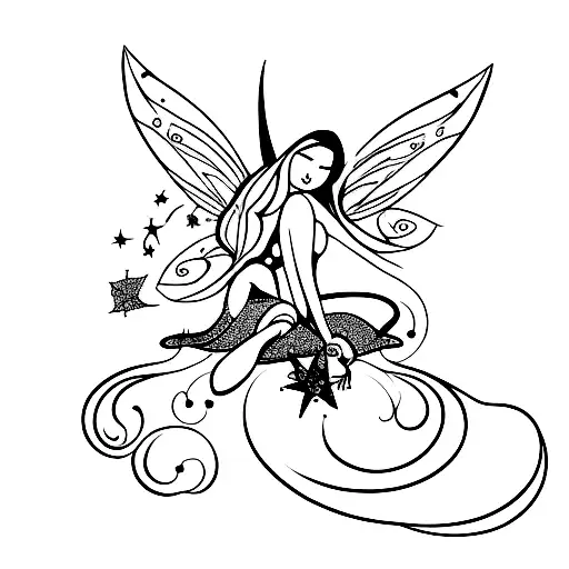 Fairy Flying With Cancer Zodiac Sign And Stars