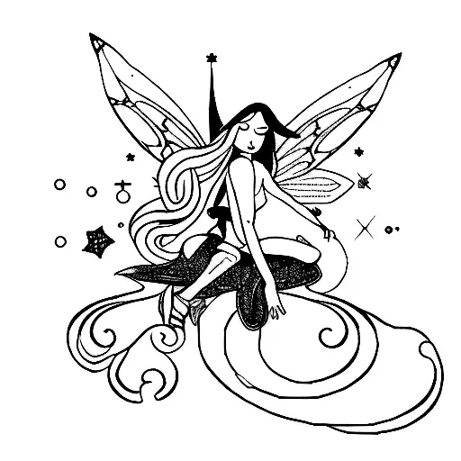Fairy Flying With Cancer Zodiac Sign And Stars