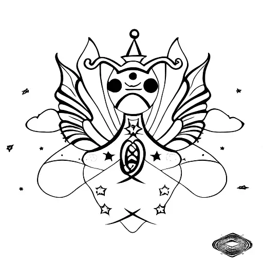 Realistic Fairy Flying With Infinity Sign And Stars