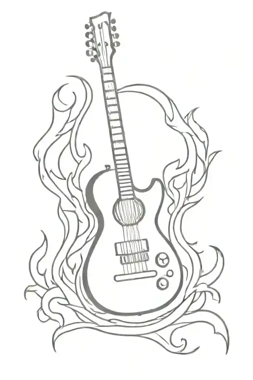Guitar With Flames Around It