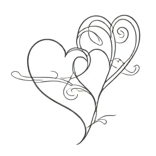 Heart Sahpe In One Line With Names Vanesa And David Simple Stylized