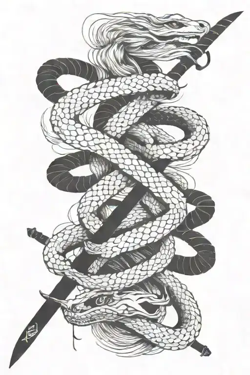 Oriental Katana Fire And Snake