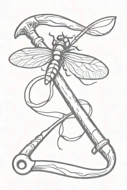 Fireman's Axe With Dragonfly Outline On Handle