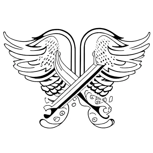 A Minimalist Tattoo Of Angel Wings Forming The Number '321'