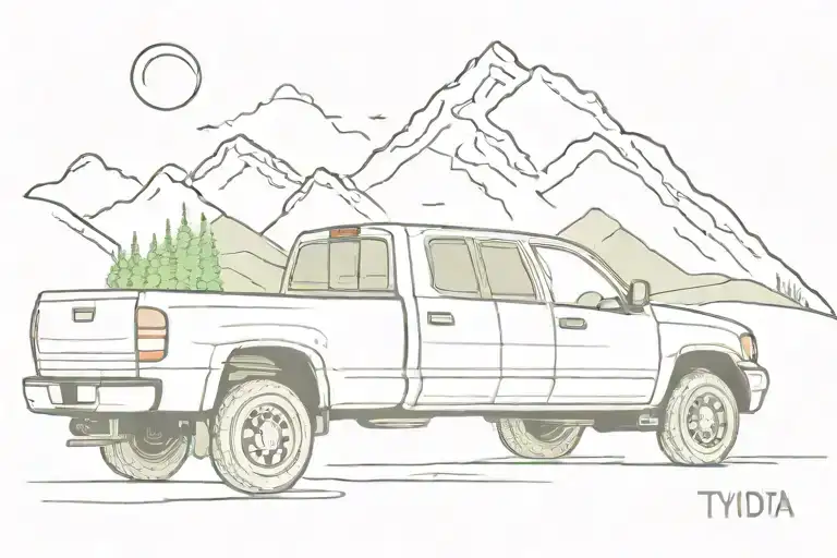2002 Toyota Tundra In Front Of A Mountain When The Northern Lights Are Shining