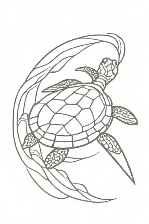 Turtle Kayaking On A Wave Crashing