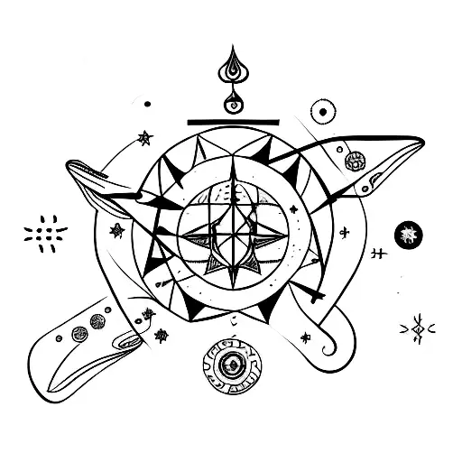 Aquarius Constellation With Symbols Of Self-learning