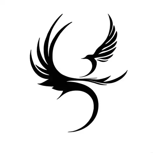 Minimalist Phoenix With Semicolon Hidden Symbol