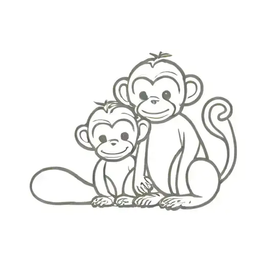 3 Wise Cute Baby Cartoon Monkeys
