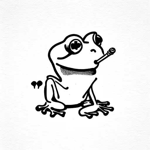 Frog Smoking A Pipe With Smoke